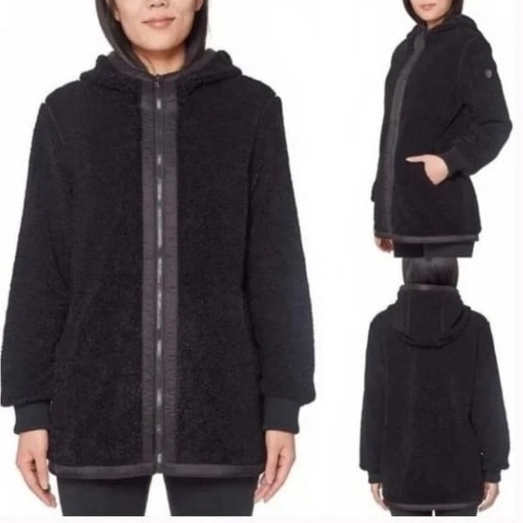 1 Madison Expedition Women's Jacket Size L Black Fuzzy Zipped Hoodie Insulated - Picture 2 of 14